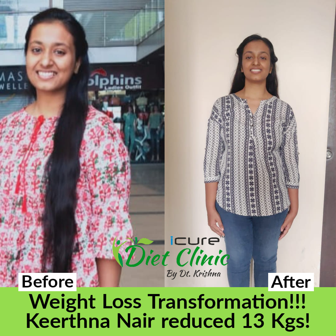 Weight loss transformation. Keerthna Nair reduced 13 kg!!